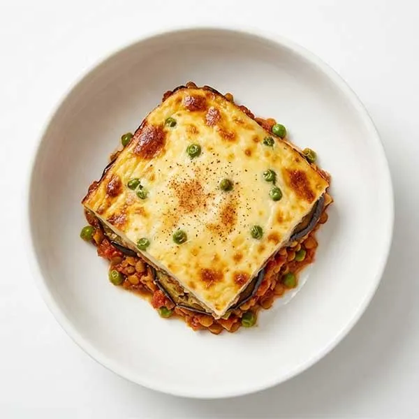 Roasted Eggplant Moussaka With Peas